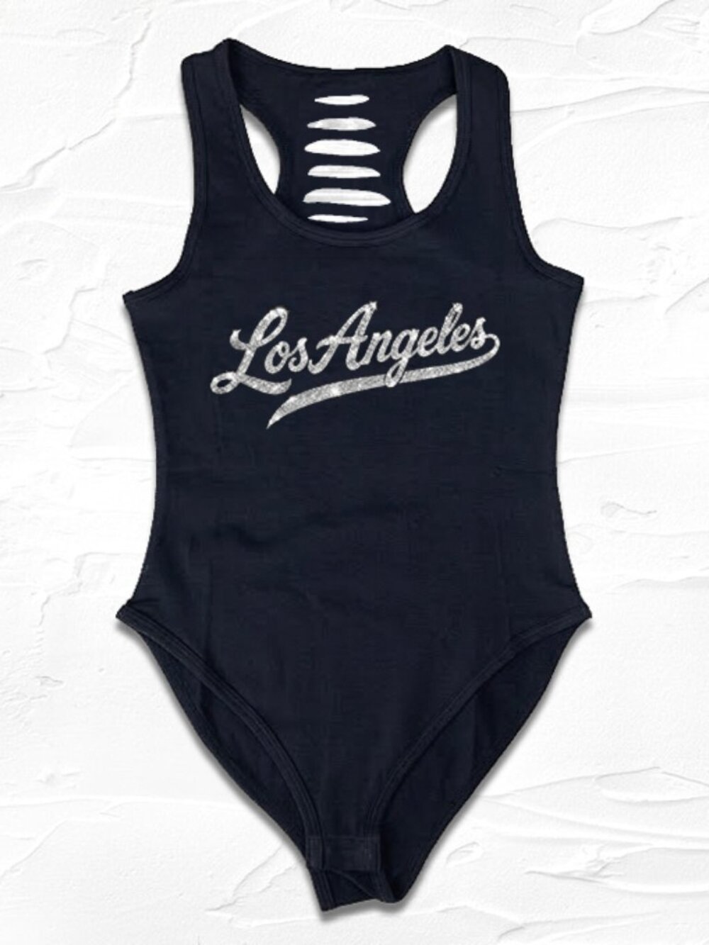 Los Angeles Womens Bodysuit White Glitter Graphic Racerback, Baseball outfit